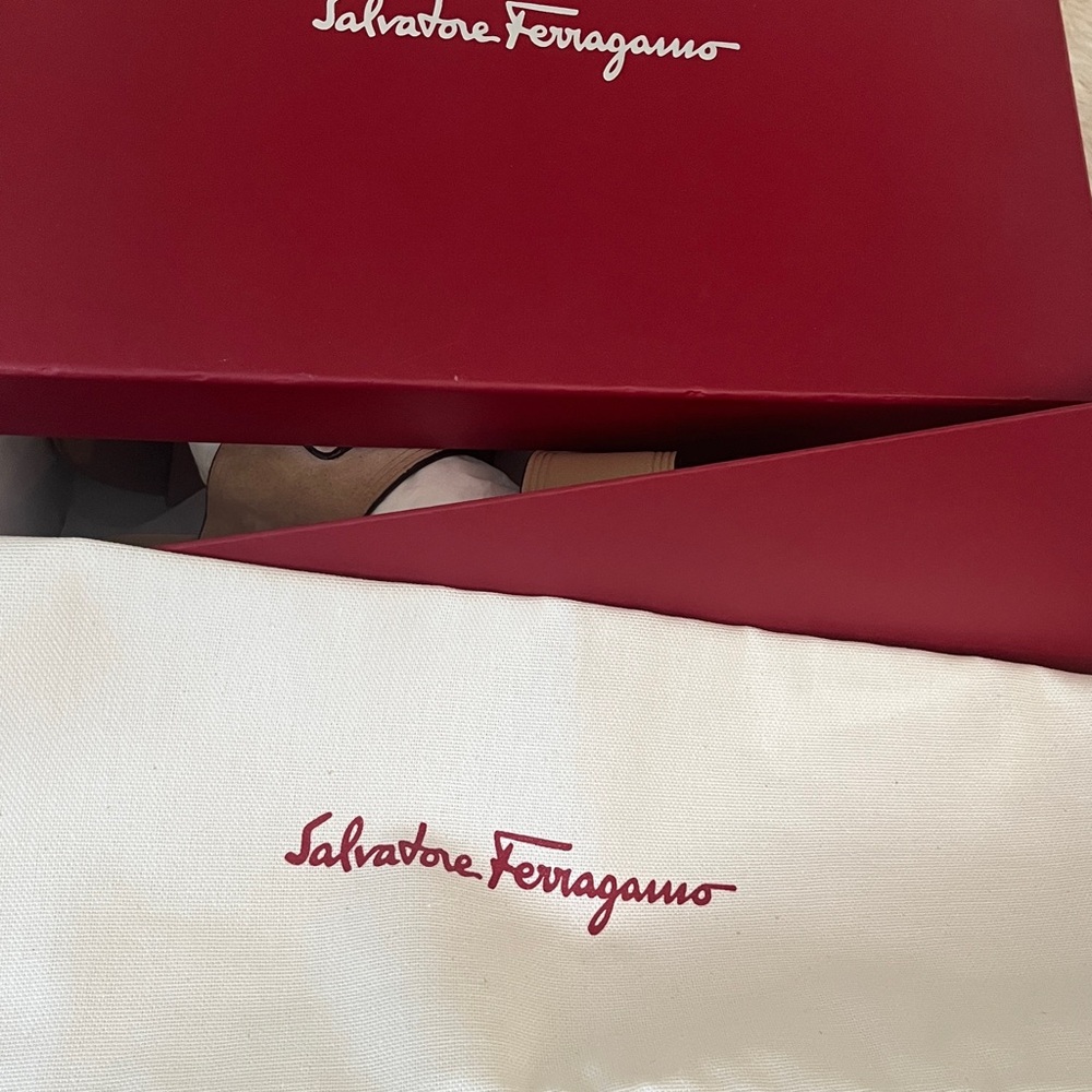 Salvatore Ferragamo Tan Wedge Sandals with Slip-On Design - Picture 4 of 9